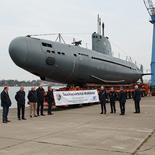 Bild eines U-Bootes, bei der feierlichen Übergabe an den Tauchsportclub Koblenz